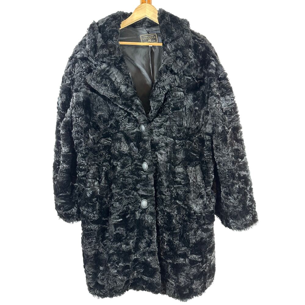 Express Black Faux Fur Coat